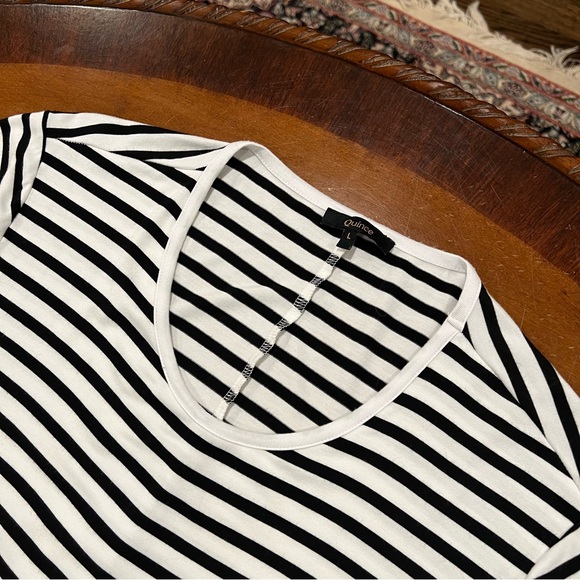 Quince Bamboo Jersey Maternity & Nursing T-Shirt Dress Black/White Stripe Large - Picture 7 of 16